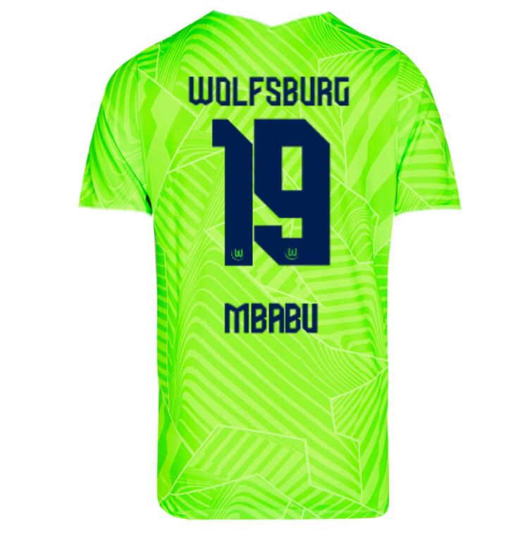 2021/22 Wolfsburg Home Kit Soccer Jersey with Mbabu 19 printing